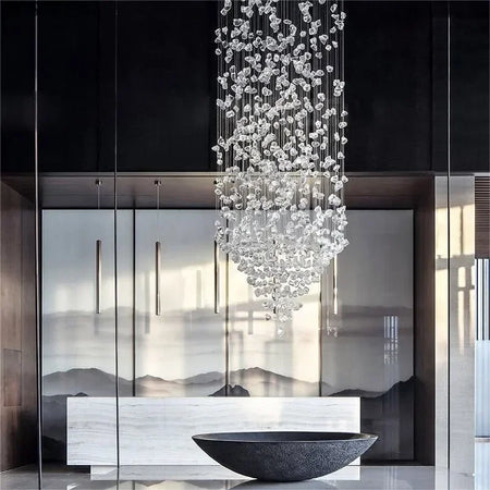 Chandelier - Modern Stone Crystal LED Chandelier Large Luxury Staircase Living Room Light Fixture SW-36210457 - SWEET-LIGHTS