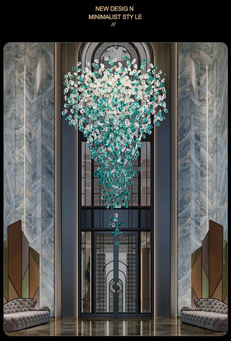 Chandelier - Luxury Large Green Crystal Stone for Lobby Staircase LED SW-36210347 - SWEET-LIGHTS