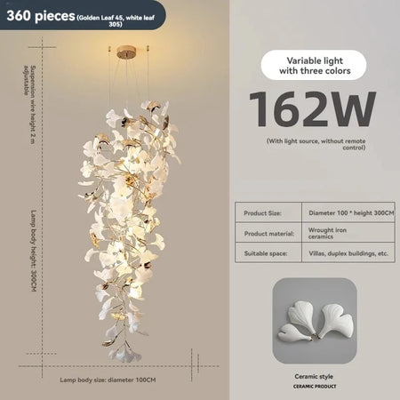 Chandelier - NEW Luxury Staircase Ginkgo Leaf Pendant Lighting SW-36210347 - SWEET-LIGHTS