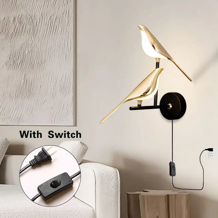 Wall Light - Creative Bird 360° Rotatable LED Wall Lamp Golden Touch Switch SW-36210457 - SWEET-LIGHTS