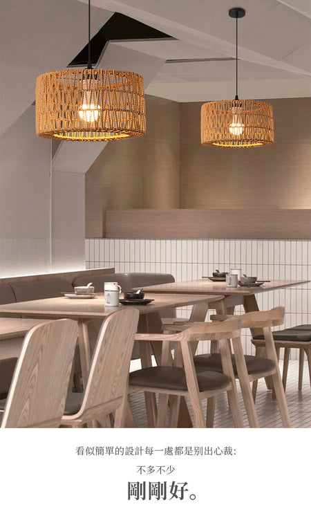 Pendant Light - Boho Rattan Pendant Light Fixture Vintage Farmhouse E27 Hand Woven Hemp Rope Hanging Chandelier SW-36210739 - SWEET-LIGHTS