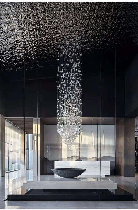 Chandelier - Modern Stone Crystal LED Chandelier Large Luxury Staircase Living Room Light Fixture SW-36210457 - SWEET-LIGHTS