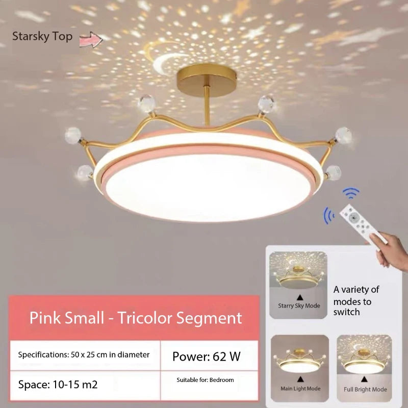 Children Lighting - Crown LED Dimmable Ceiling Chandelier Star And Moon Lamp Pendant Kids Room Decor SW-36210347 - SWEET-LIGHTS