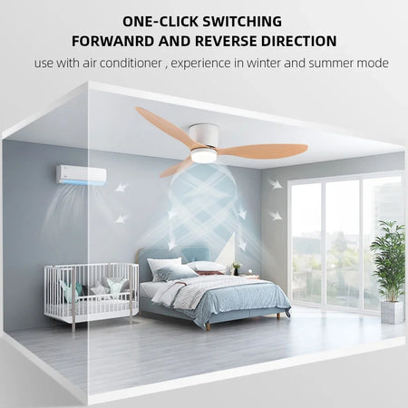 Fans - Modern Led Ceiling Fan 42 52 Inch DC Motor 6 Speeds Remote SW-36210034 - SWEET-LIGHTS