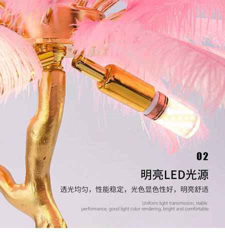Table Lamp - Feather Table Lamp Bedroom Nordic Living Room Resin Ostrich Feather SW-36210345 - SWEET-LIGHTS