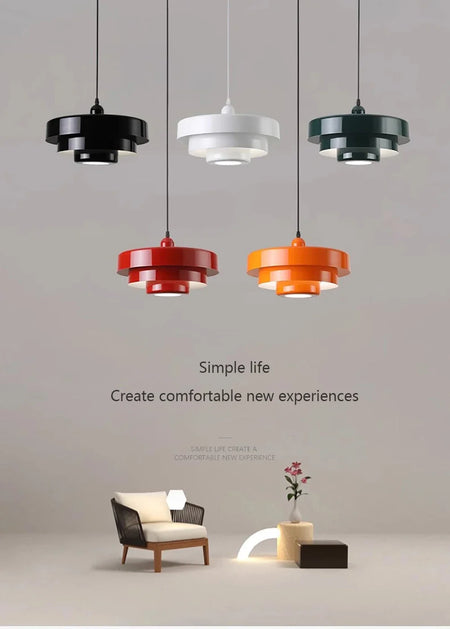 Pendant Light - Nordic LED Macaron Fixture Carbon Steel White Dark Green Orange for Restaurant Living Rooms SW-36210724 - SWEET-LIGHTS