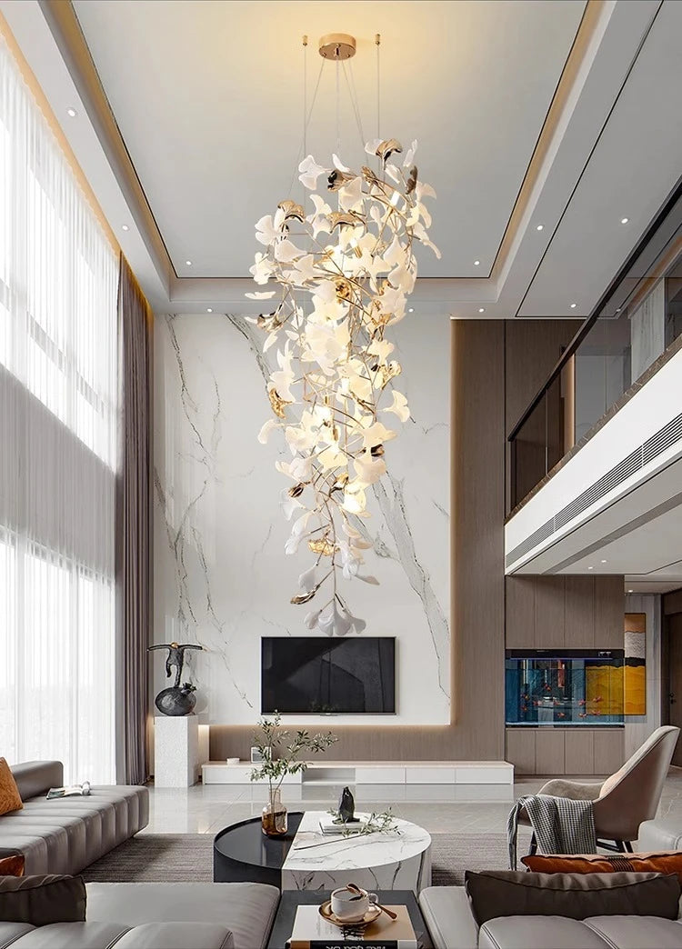 Chandelier - NEW Luxury Staircase Ginkgo Leaf Pendant Lighting SW-36210347 - SWEET-LIGHTS