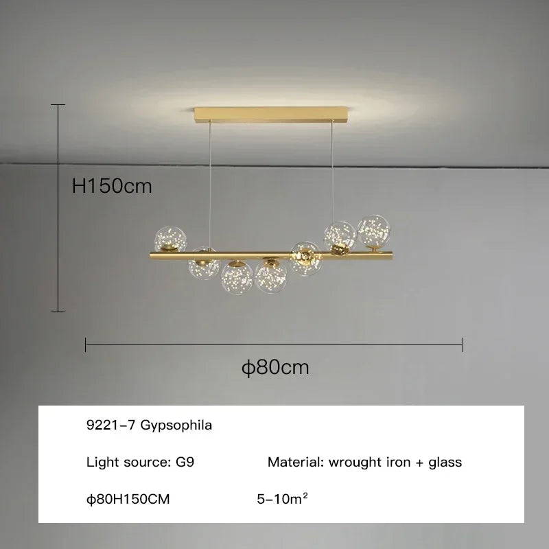 Pendant Light - Modern Led Long Ceiling Chandelier Glass Balls Dining Room Kitchen Hanging Lamp SW-36210345 - SWEET-LIGHTS