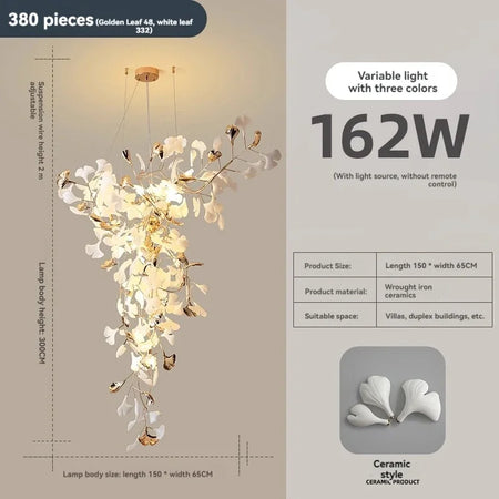 Chandelier - NEW Luxury Staircase Ginkgo Leaf Pendant Lighting SW-36210347 - SWEET-LIGHTS