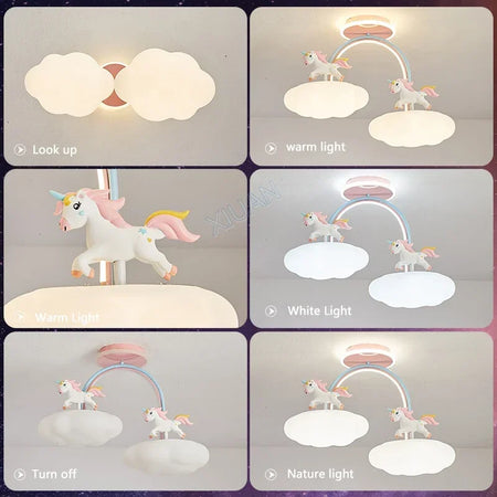 Children Lighting - Nordic Child Unicorn Ceiling Light Dimmable for Girl Bedroom Nursery Home Decor SW-36210458 - SWEET-LIGHTS