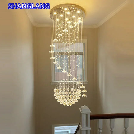 Chandelier - Modern Long Staircase Crystal Pendant Light SW-36210123 - SWEET-LIGHTS