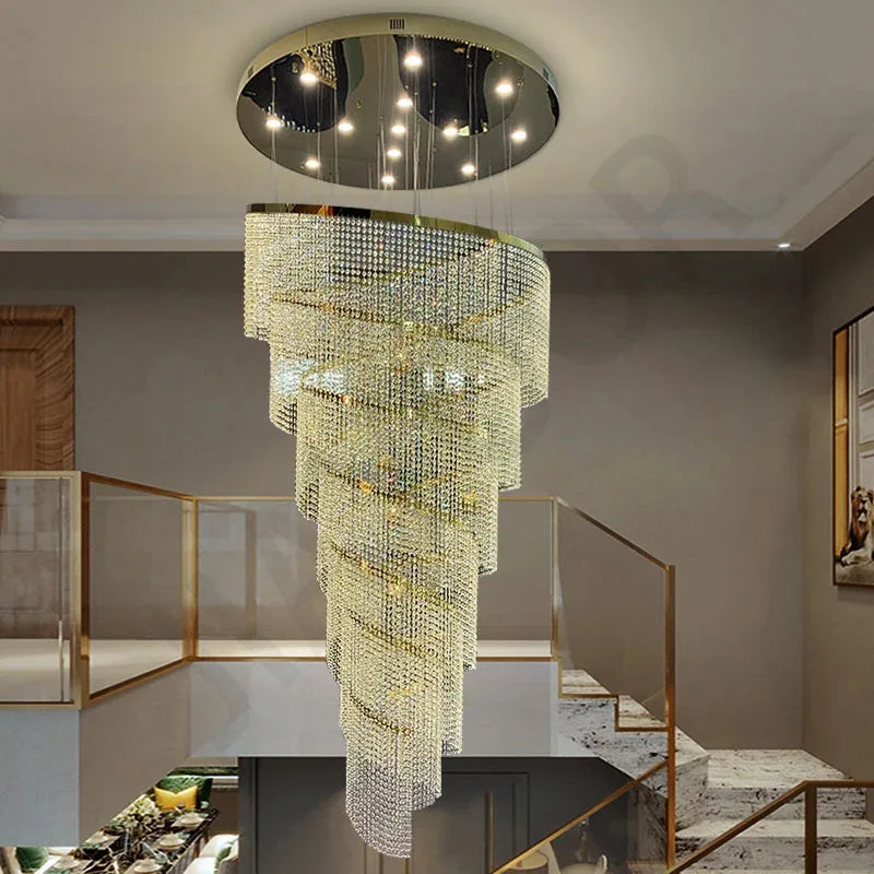 Chandelier - Large Spiral Design Crystal Chandelier For Staircase Hallway Lobby Modern LED Cristal Lamp Luxury Home Decor SW-36210345 - SWEET-LIGHTS
