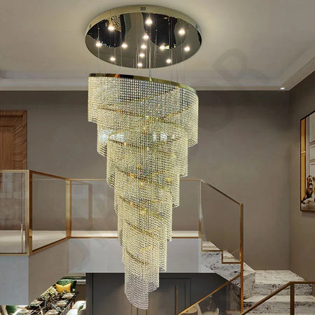 Chandelier - Large Spiral Design Crystal Chandelier For Staircase Hallway Lobby Modern LED Cristal Lamp Luxury Home Decor SW-36210345 - SWEET-LIGHTS