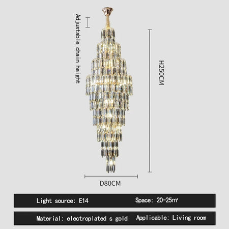 Chandelier - Duplex Building Villa Living Room Crystal Lamp SW-36210457 - SWEET-LIGHTS