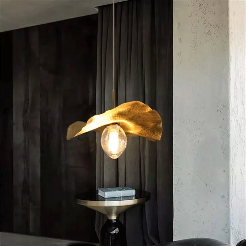 Pendant Light - Lotus Leaf Minimalist Hammered Brass Lamp SW-36210345 - SWEET-LIGHTS