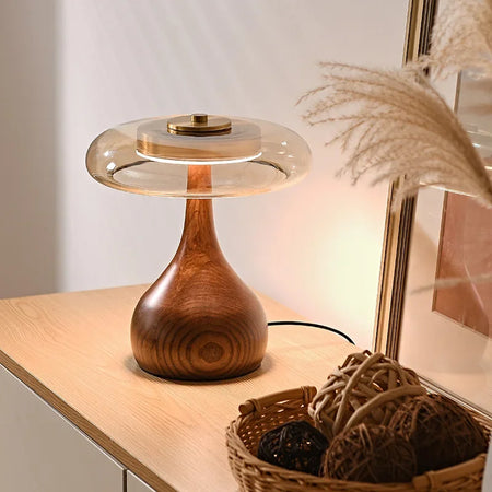 Table Lamp - 12W Luxury Copper Wood Glass Desk Lamp SW-36210234 - SWEET-LIGHTS