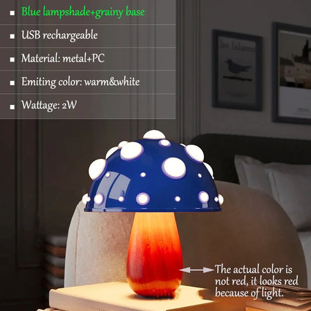 Table Lamp - Fly Amanita Mushroom Lamp with Dual Color LED G9 Bulb USB Rechargeable Desk Light SW-36210458 - SWEET-LIGHTS