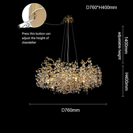 Chandelier - Luxury Gold Crystal Pendant Light for Dining Room SW-36210347 - SWEET-LIGHTS