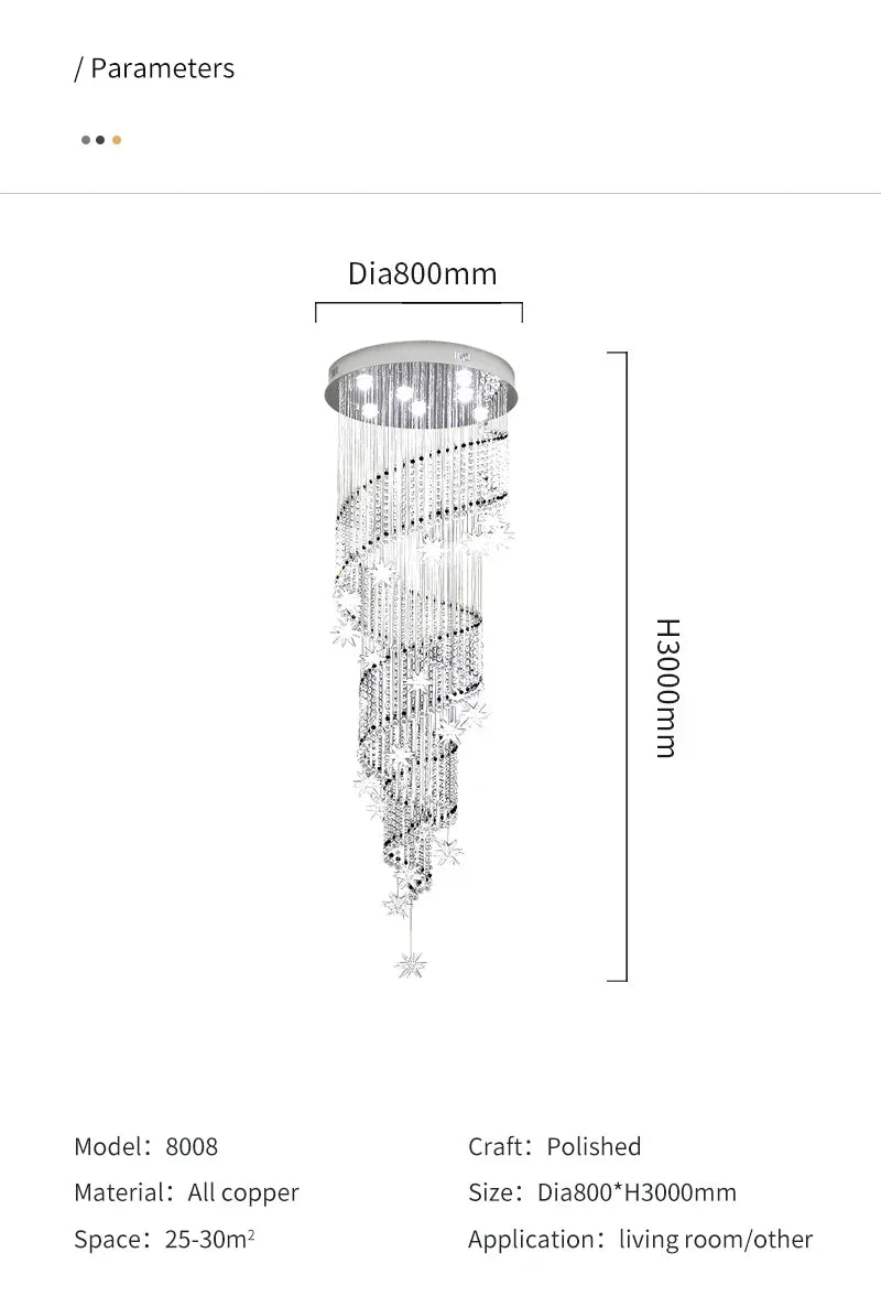 Chandelier - Modern Crystal Moon And Star Spiral Design For Lobby Stair Lighting SW-36210324 - SWEET-LIGHTS