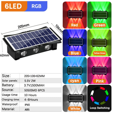 Outdoor Light - Wall Lamp Led House Solar Waterproof Up And Down Lighting Garden Exterior SW-36210457 - SWEET-LIGHTS