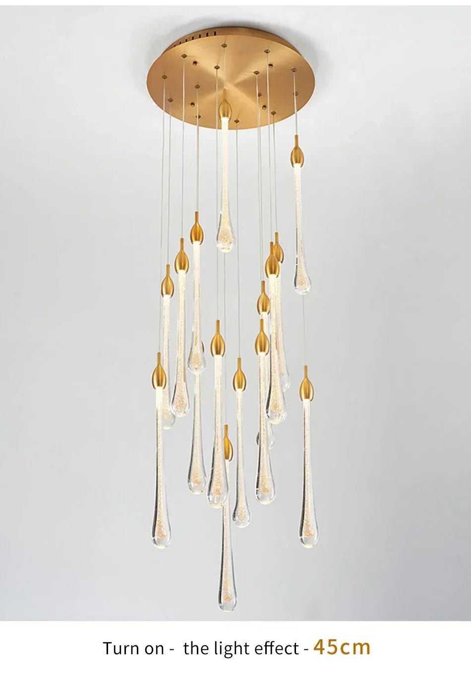 Chandelier - Modern Crystal LED Chandelier Gold Long Stair Fixtures SW-36210354 - SWEET-LIGHTS