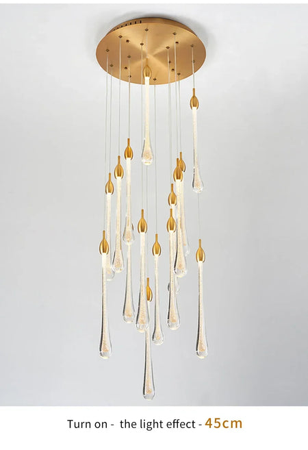 Chandelier - Modern Crystal LED Chandelier Gold Long Stair Fixtures SW-36210354 - SWEET-LIGHTS