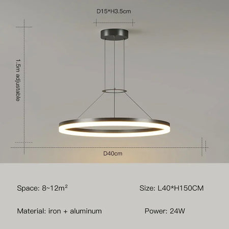 Pendant Light - Modern Minimalist Led Pendant Lamp For Living Room Bedroom Dining Kitchen Black Ring Chandelier SW-36210347 - SWEET-LIGHTS