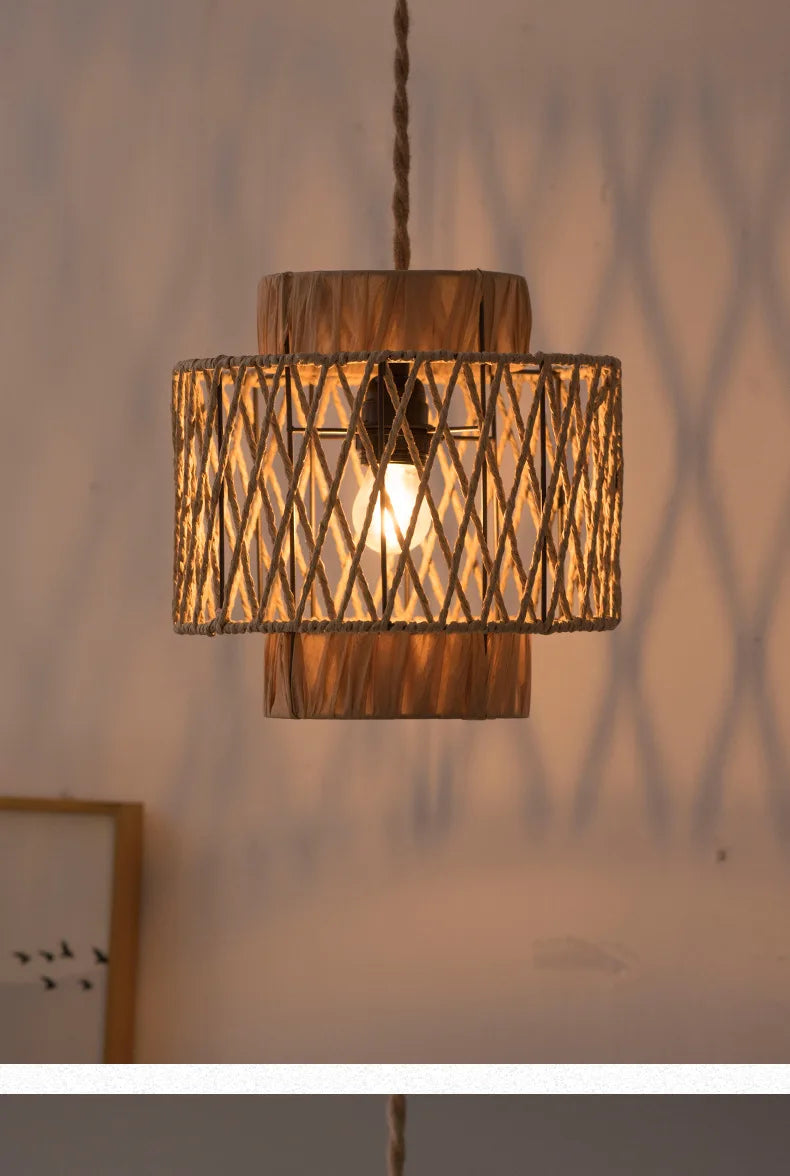 Lampshade - Retro Pendant Lamp Hand Woven Paper Rope SW-36210467 - SWEET-LIGHTS