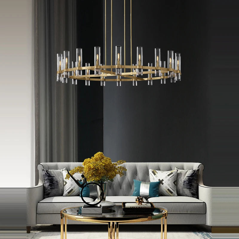 Pendant Light - Retro American Chrome Black Gold LED Chandelier Lighting Fixtures For Foyer SW-36210458 - SWEET-LIGHTS