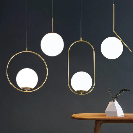 Pendant Light - Modern Glass Ball LED Hanging Lamp Brass Black Chrome SW-36210347 - SWEET-LIGHTS