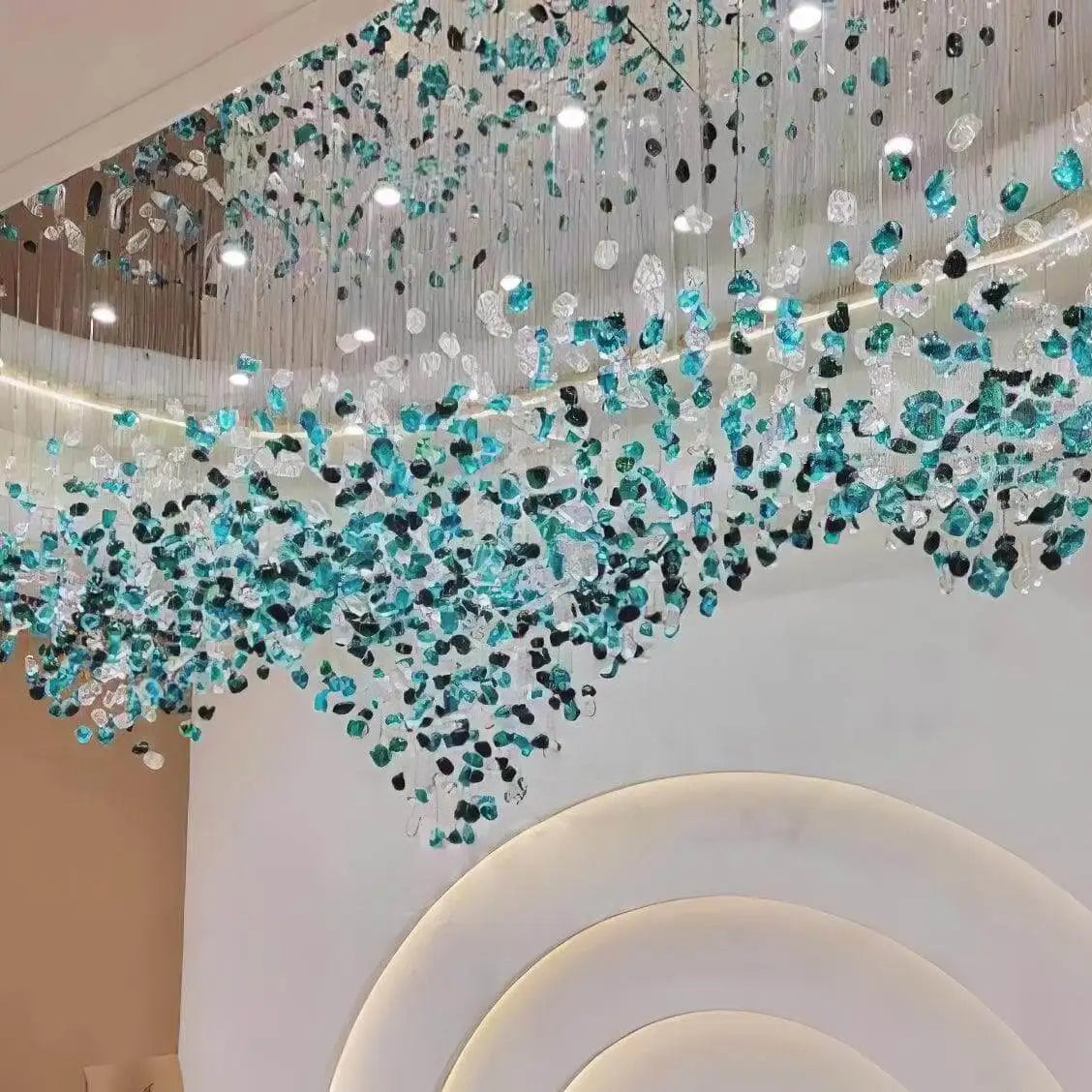 Chandelier - Luxury Large Green Crystal Stone for Lobby Staircase LED SW-36210347 - SWEET-LIGHTS