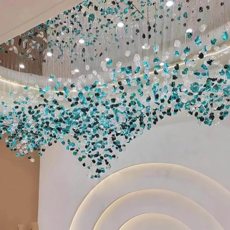 Chandelier - Luxury Large Green Crystal Stone for Lobby Staircase LED SW-36210347 - SWEET-LIGHTS