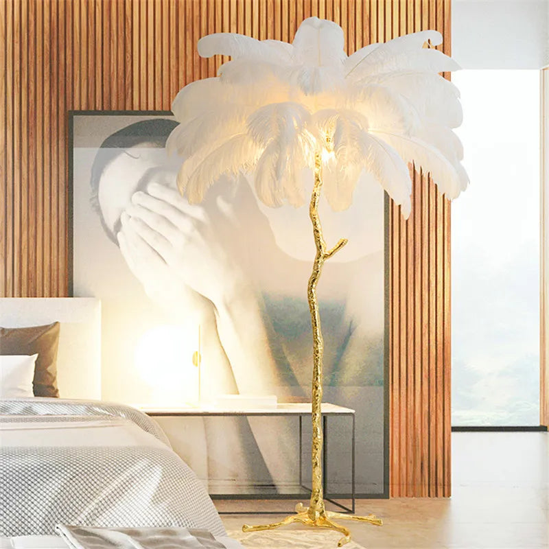 Floor Lamp - Nordic LED Ostrich Feather Deco Gold Resin SW-36210457 - SWEET-LIGHTS