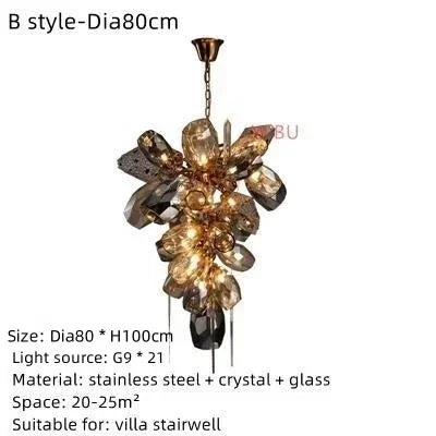 Chandelier - Modern Luxury LED Stainless Steel Crystal Pendant Light Free Bulb SW-36210789 - SWEET-LIGHTS