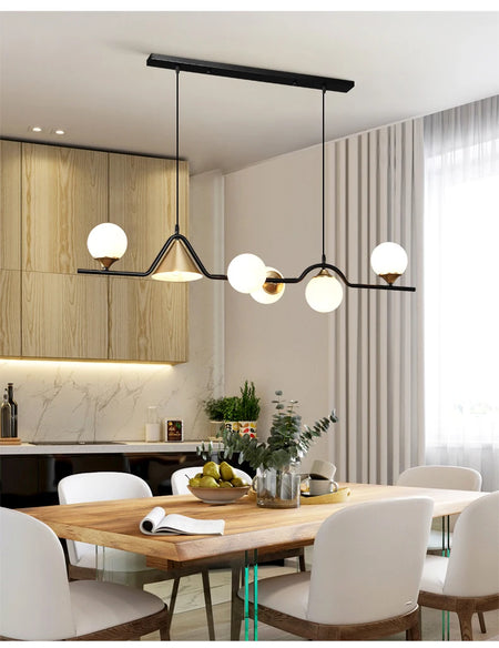 Pendant Light - Nordic Black LED Chandelier E14 Glass Ball SW-36210374 - SWEET-LIGHTS