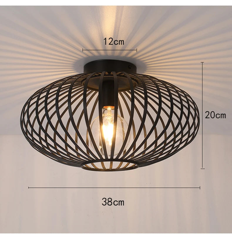 Ceiling Light - Bedroom Living Room Restaurant Kitchen Iron Mesh Black Retro Lamp SW-36210348 - SWEET-LIGHTS