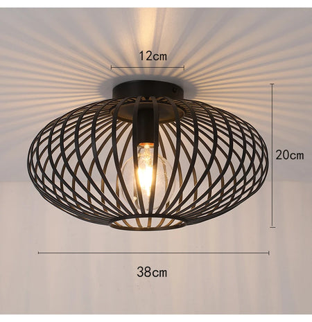 Ceiling Light - Bedroom Living Room Restaurant Kitchen Iron Mesh Black Retro Lamp SW-36210348 - SWEET-LIGHTS