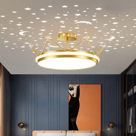 Children Lighting - Crown LED Dimmable Ceiling Chandelier Star And Moon Lamp Pendant Kids Room Decor SW-36210347 - SWEET-LIGHTS