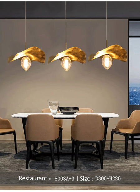 Pendant Light - Lotus Leaf Minimalist Hammered Brass Lamp SW-36210345 - SWEET-LIGHTS