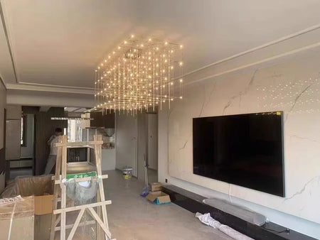 Chandelier - Chrome Square LED Pendant Lamp Stainless Steel For Hall Foyer Restaurant Adjustable Cord SW-36210487 - SWEET-LIGHTS