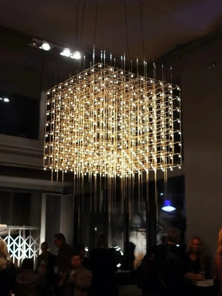 Chandelier - Chrome Square LED Pendant Lamp Stainless Steel For Hall Foyer Restaurant Adjustable Cord SW-36210487 - SWEET-LIGHTS
