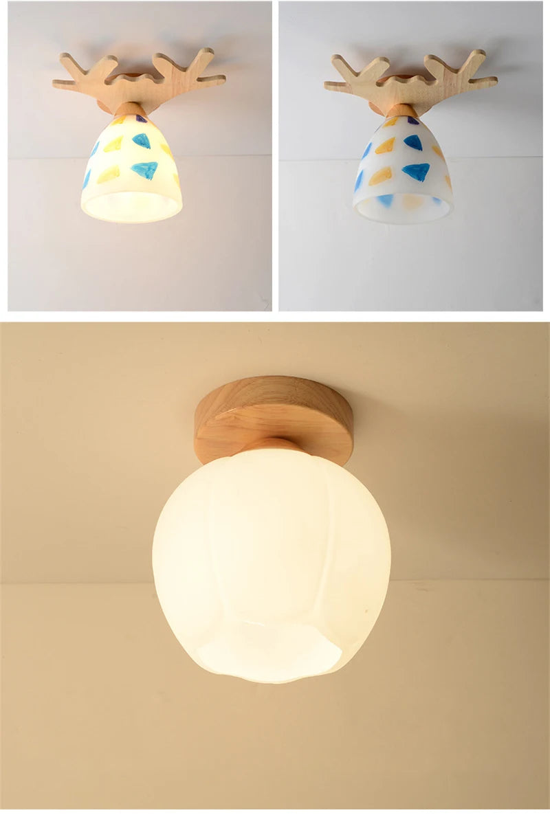 Ceiling Light - Modern Glass Lamp with Wooden Frame for Living Room Dining Kitchen SW-36210457 - SWEET-LIGHTS