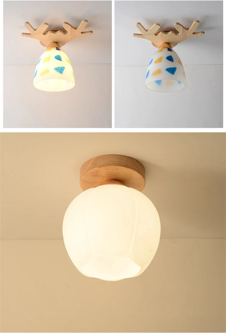 Ceiling Light - Modern Glass Lamp with Wooden Frame for Living Room Dining Kitchen SW-36210457 - SWEET-LIGHTS
