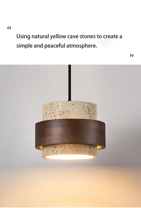 Pendant Light - Led Pendant Lamp Bedroom Chandelier Small Stone Wood Walnut Hanging Fixture SW-36210345 - SWEET-LIGHTS