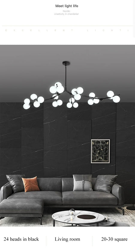 Pendant Light - Modern Tree Branches LED Chandelier with Glass Balls for Living Room and Dining Room SW-36210457 - SWEET-LIGHTS