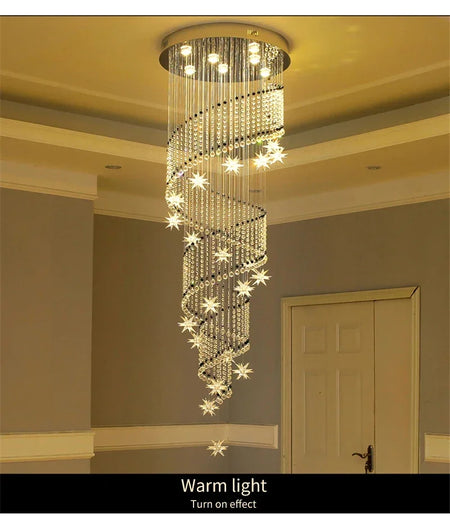 Chandelier - Modern Crystal Moon And Star Spiral Design For Lobby Stair Lighting SW-36210324 - SWEET-LIGHTS