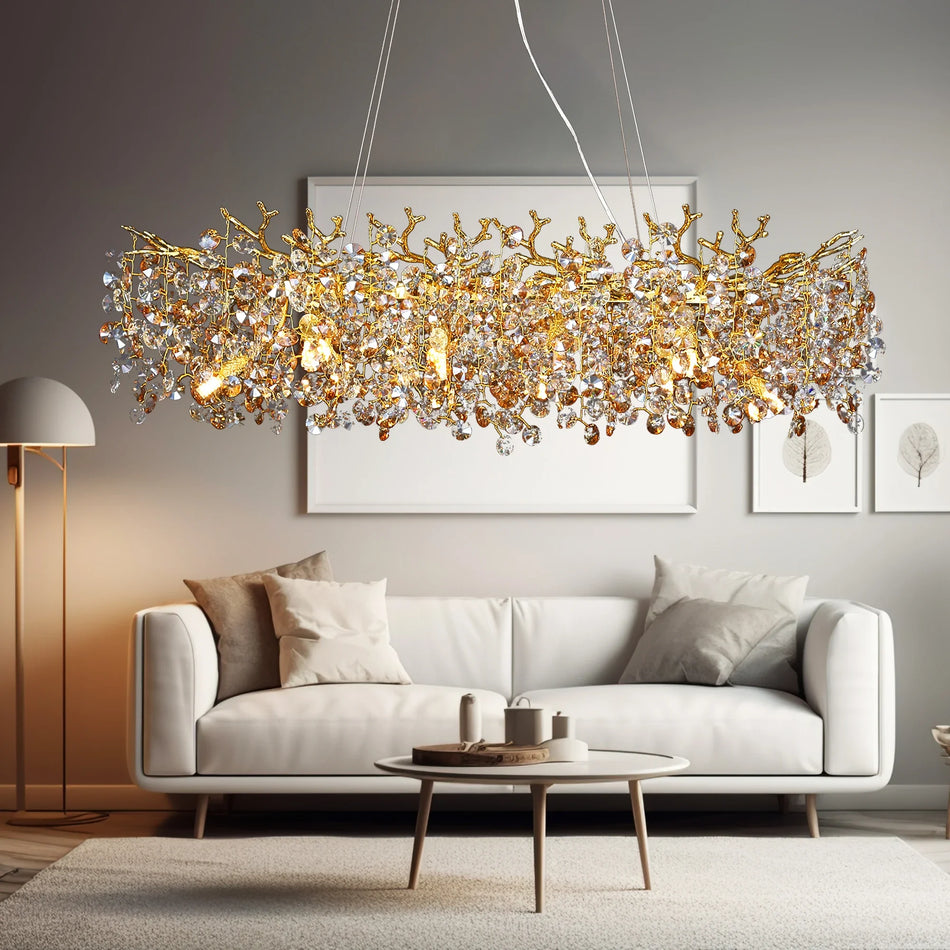 Chandelier - Luxury Gold Crystal Pendant Light for Dining Room SW-36210347 - SWEET-LIGHTS