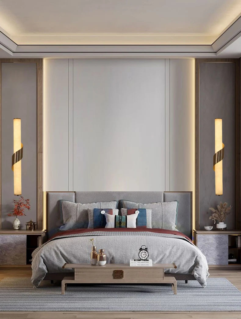 Wall Light - Art Deco Natural Marble Dimmable Copper LED Sconce SW-36210789 - SWEET-LIGHTS
