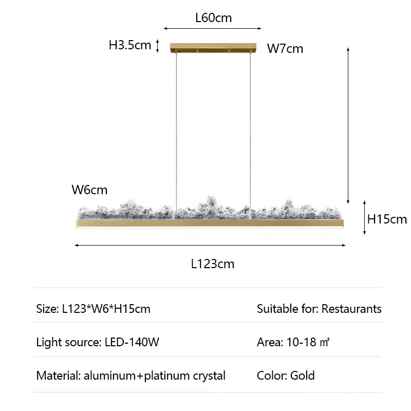 Pendant Light - Italian Minimalist Iceberg Chandeliers Modern Luxury Long Strip Hanging Lights for Bedroom Dining Room Kitchen Island Led Lamp SW-36210123 - SWEET-LIGHTS