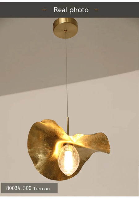 Pendant Light - Lotus Leaf Minimalist Hammered Brass Lamp SW-36210345 - SWEET-LIGHTS